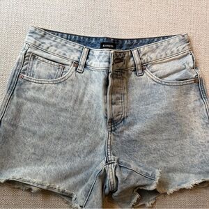 Express Light Blue High-Rise Cutoff Denim Shorts